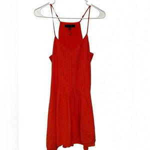 Sanctuary Spring Fling Red Orange Pin Tuck Swing Dress
